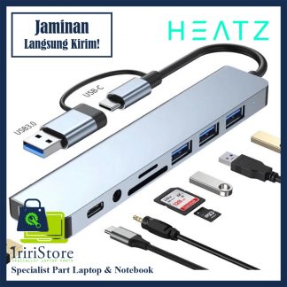 Heatz ZU08 USB 8 In 1 Converter Adapter HUB plug and play USB +Type C Multi USB Card Reader to USB*4+SD+TF Card Reader+3.5mm Audio Output 8in1