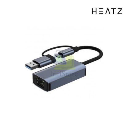 Adapter 2 in 1 USB / USB type C to Ethernet RJ45 HEATZ ZT56 Dual Ether