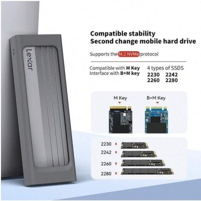 Lexar E300 SSD Enclosure M.2 NVMe PCIe External Case USB-C