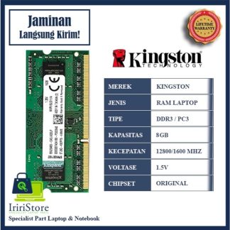 Memory RAM Laptop Kingston DDR3 / PC3 8GB 12800/1600 MHZ Sodimm Bergaransi